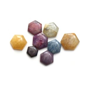 Clearance-multi Sapphire Smooth Hexagon Loose Gemstone, 9.5x11.5 Mm To 15.5x17 Mm, Sapphire Jewelry Handmade Gift For Women, Set Of 8 Pieces