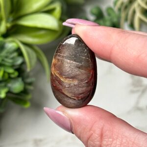 Golden Sapphire Mini Palmstone | 11g | - #6 (polished Crystal Pocket Stone Palm, Throat Chakra, Peace)