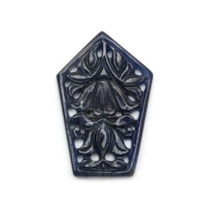 Natural Blue Sapphire Carving Shield Shaped Loose Gemstone - 22x32 Mm- Blue Sapphire Shield, Blue Sapphire Carving Loose Gemstone, 1 Piece