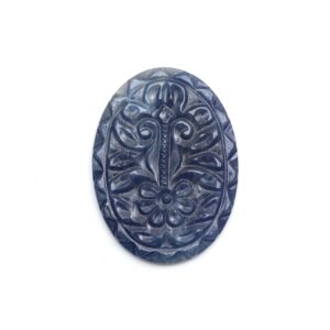 Natural Blue Sapphire Carving Oval Loose Gemstone - 28x38mm - Sapphire Oval , Sapphire Carving Loose Gemstone , 1 Pieces
