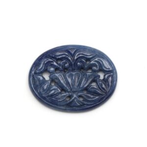 Natural Blue Sapphire Carving Oval Loose Gemstone - 23x30mm - Sapphire Oval , Sapphire Carving Loose Gemstone , 1 Pieces
