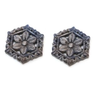Natural Blue Sapphire Carving Hexagon Loose Gemstone -23x27 Mm- Blue Sapphire Hexagon, Blue Sapphire Carving Loose Gemstone, Pair (2 Pieces)