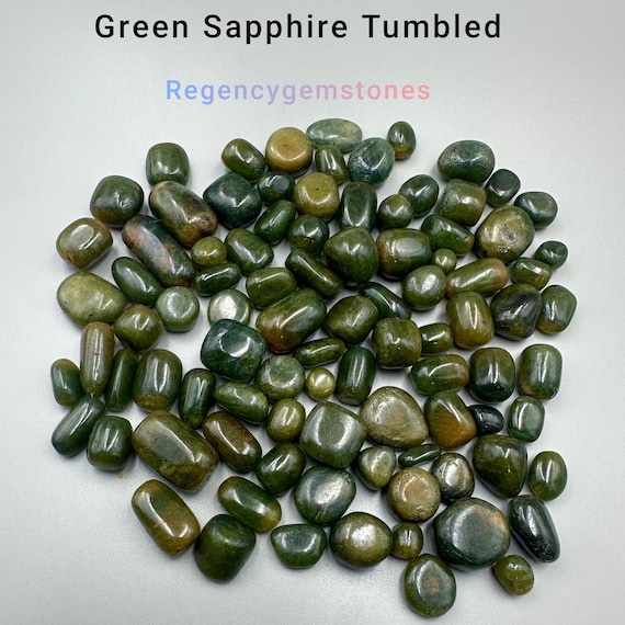 Natural Green Sapphire Tumbled, Tumbled Gemstone For Jewellery Making