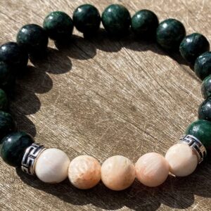 Emerald in Fuchsite and Scolecite, 8mm Healing Stone Bracelet with Positive Healing Energy for Joy and Patience! Emerald in Fuchsite and Scolecite, 8mm Healing Stone Bracelet with Positive Healing Energy for Joy and Patience!