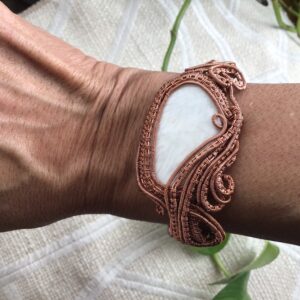 Handmade  Copper Wire Weaved Scolecite Bracelet