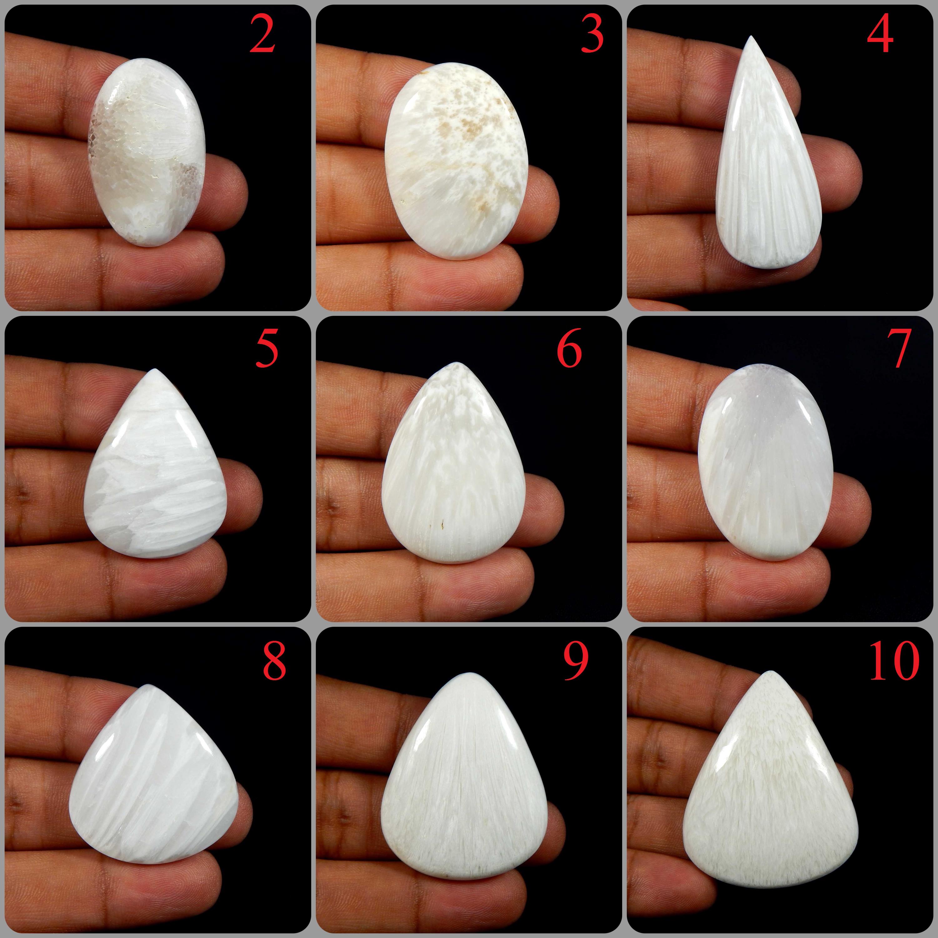 Awesome! Natural White Scolecite Cabochon. Scolecite Gemstone. Scolecite. White Scolecite Mix Shape Loose For Jewelry. So-