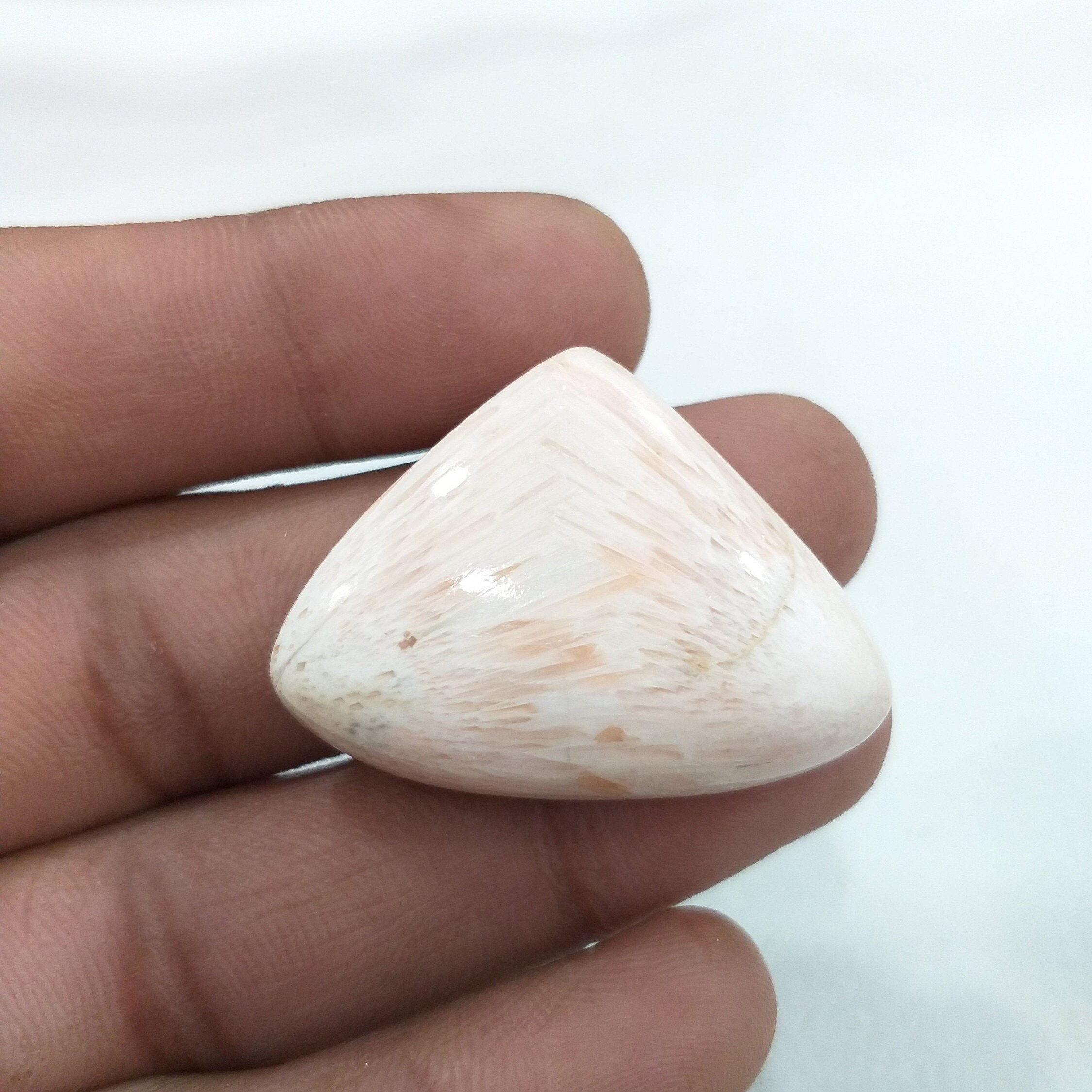 Orange Scolecite Cabochon: 55.8 Carat Gemstone Pendant (37x28x9 Mm) Orange Scolecite Cabochon: 55.8 Carat Gemstone Pendant (37x28x9 Mm)