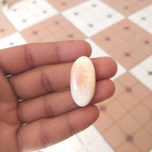 Orange Scolecite Cabochon: Oval Gemstone, 23 Carat (33x16x5 Mm) Orange Scolecite Cabochon: Oval Gemstone, 23 Carat (33x16x5 Mm)