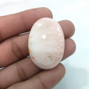 Orange Scolecite Cabochon: Oval Gemstone, 51.4 Carat (39x27x8 Mm) Orange Scolecite Cabochon: Oval Gemstone, 51.4 Carat (39x27x8 Mm)