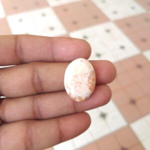 Orange Scolecite Oval Shape Cabochon : Natural Gemstone 22 Carat (26x18x6 Mm) Orange Scolecite Oval Shape Cabochon : Natural Gemstone 22 Carat (26x18x6 Mm)