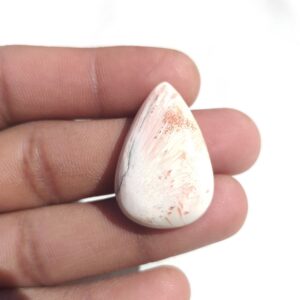 Orange Scolecite Cabochon: Pear Gemstone For Jewelry (25.8 Carat) Orange Scolecite Cabochon: Pear Gemstone For Jewelry (25.8 Carat)