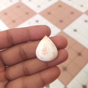 Orange Scolecite Cabochon: Pear Gemstone, 25 Carat (25x22x7 Mm) Orange Scolecite Cabochon: Pear Gemstone, 25 Carat (25x22x7 Mm)