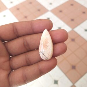 Orange Scolecite Cabochon: Pear Shape Gemstone For Jewelry 20 Carat (35x16x5 Mm) Orange Scolecite Cabochon: Pear Shape Gemstone For Jewelry 20 Carat (35x16x5 Mm)