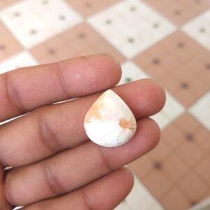 Orange Scolecite Pear Shape Cabochon: Natural Gemstone 16 Carat (22x20x5 Mm) Orange Scolecite Pear Shape Cabochon: Natural Gemstone 16 Carat (22x20x5 Mm)