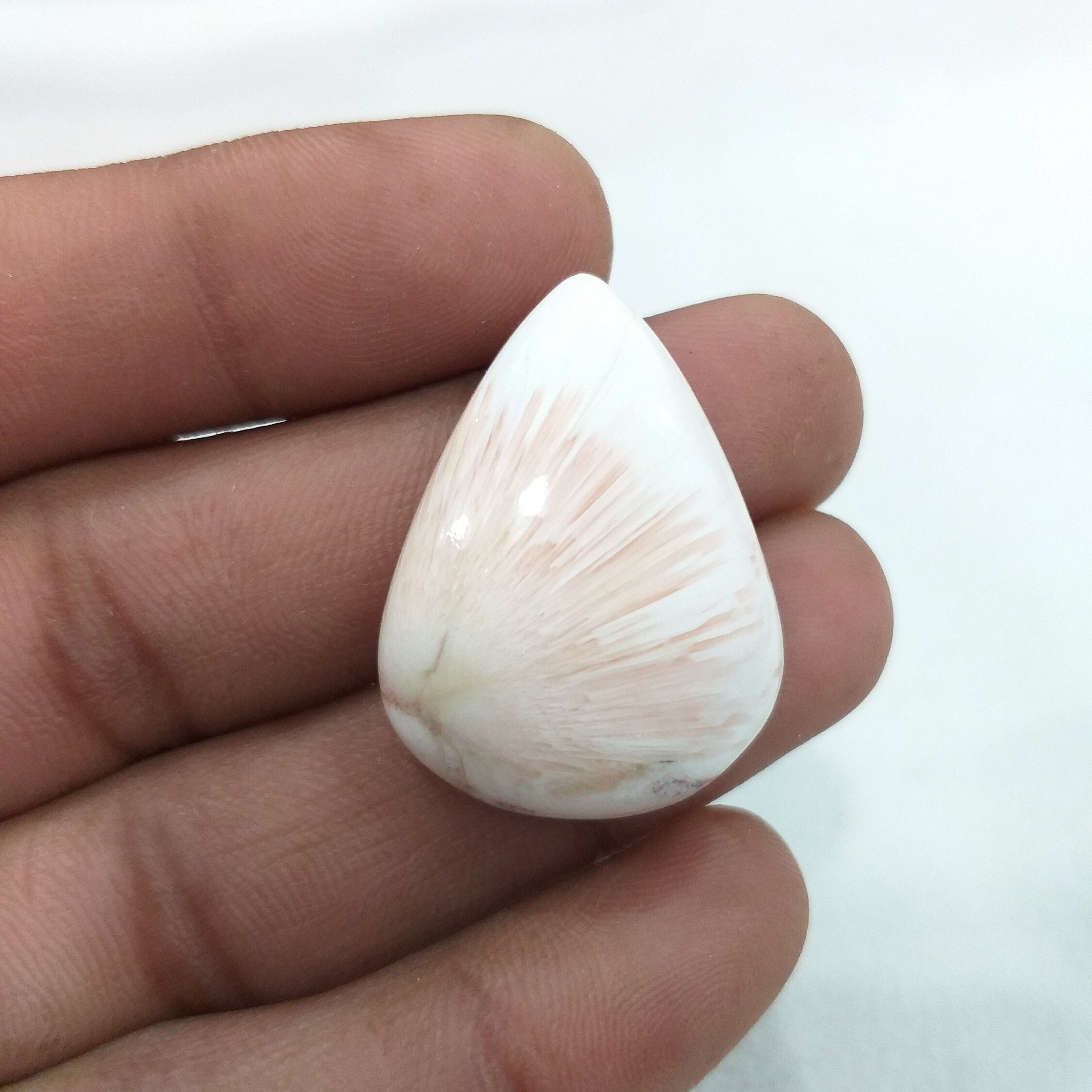 Pear Orange Scolecite Cabochon Gemstone (32x24x8 Mm) Pear Orange Scolecite Cabochon Gemstone (32x24x8 Mm)