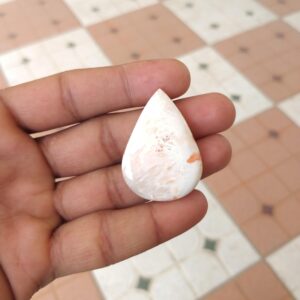 Polished Orange Scolecite Stone Cabochon : Pear Shape Gemstone 45 Carat (41x29x5 Mm) Polished Orange Scolecite Stone Cabochon : Pear Shape Gemstone 45 Carat (41x29x5 Mm)