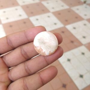 Round Orange Scolecite Cabochon : Natural Gemstone 44 Carat (28x7 Mm) Round Orange Scolecite Cabochon : Natural Gemstone 44 Carat (28x7 Mm)
