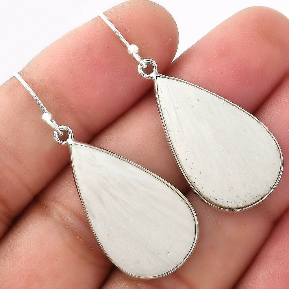 Beautiful Scolecite Earrings, 925 Silver, Positive Energy