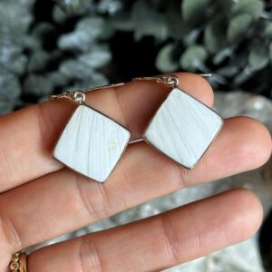 Scolecite Dangle Earrings, .925 Sterling Silver Scolecite Dangle Earrings, .925 Sterling Silver