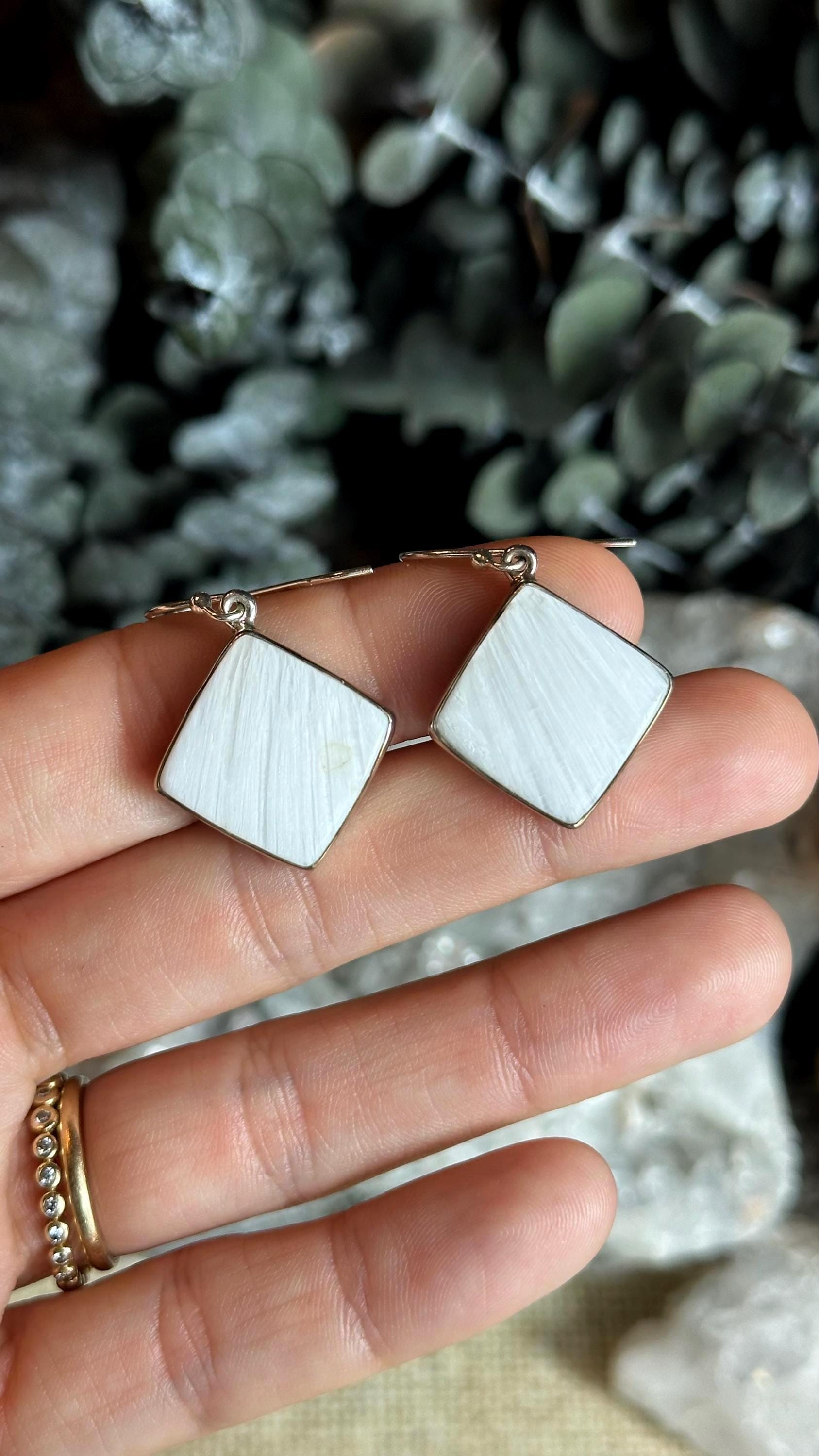 Scolecite Dangle Earrings, .925 Sterling Silver