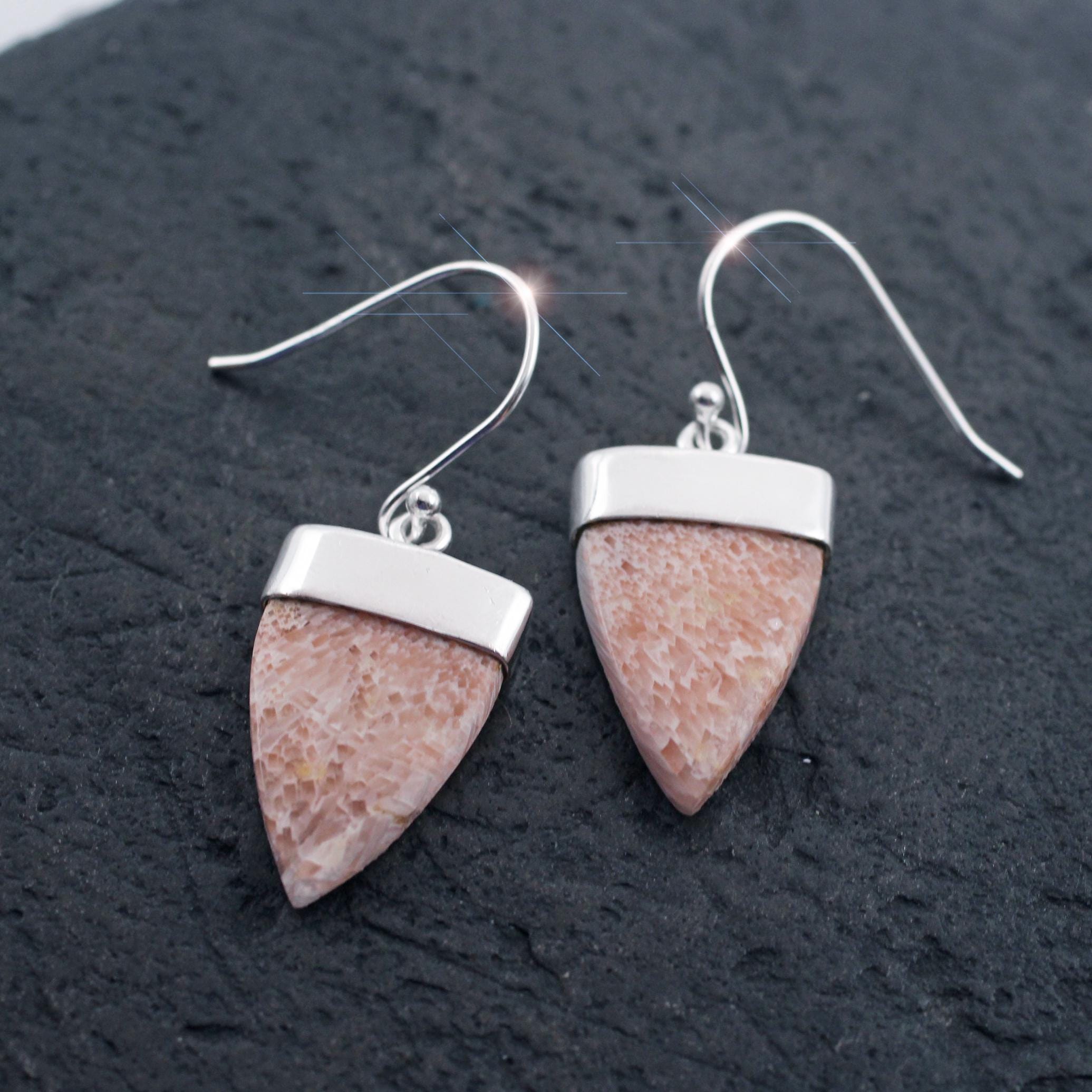 Peaches & Cream - Peach Scolecite Gemstone Sterling Silver Earrings Peaches & Cream - Peach Scolecite Gemstone Sterling Silver Earrings