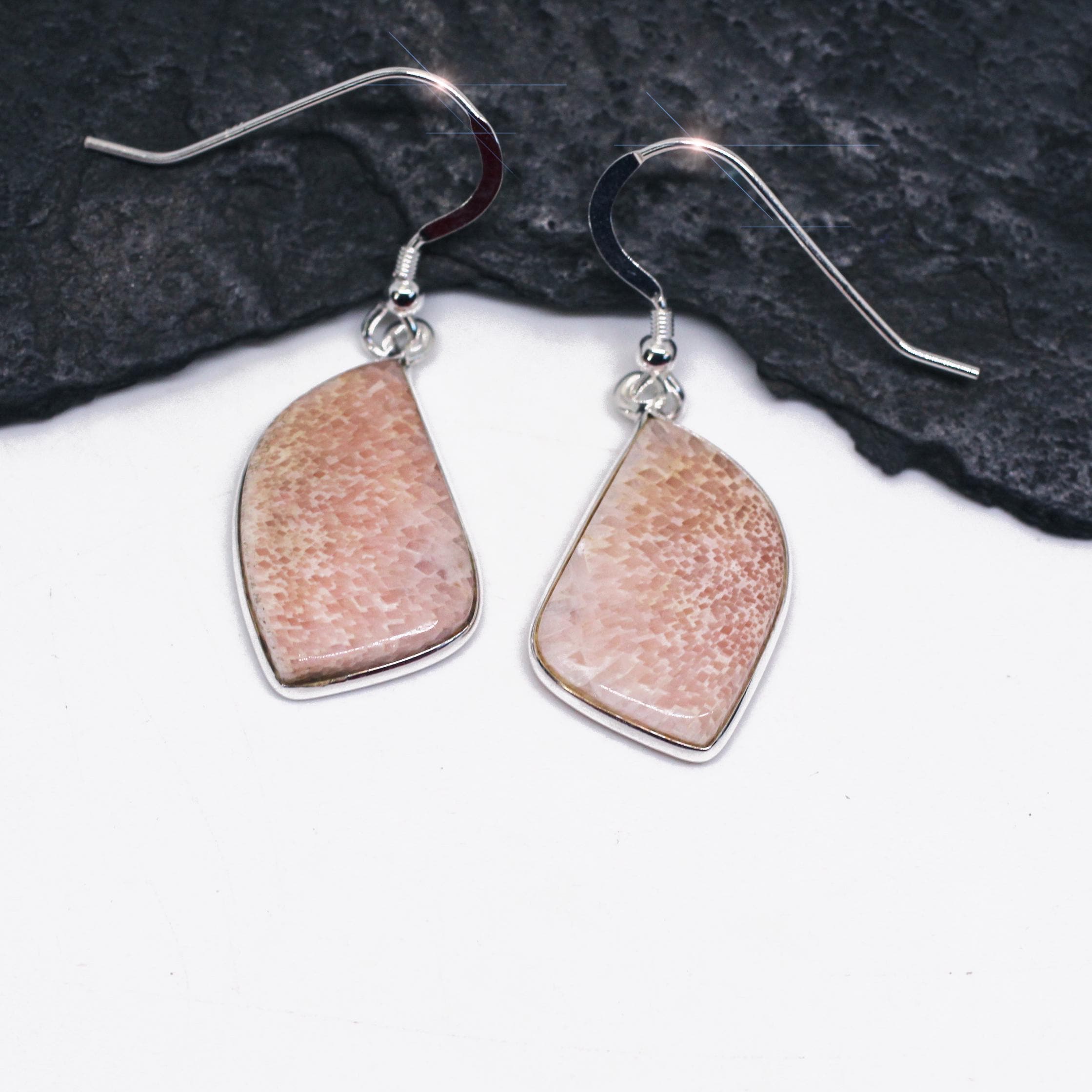 Peaches & Cream - Peach Scolecite Gemstone Sterling Silver Earrings