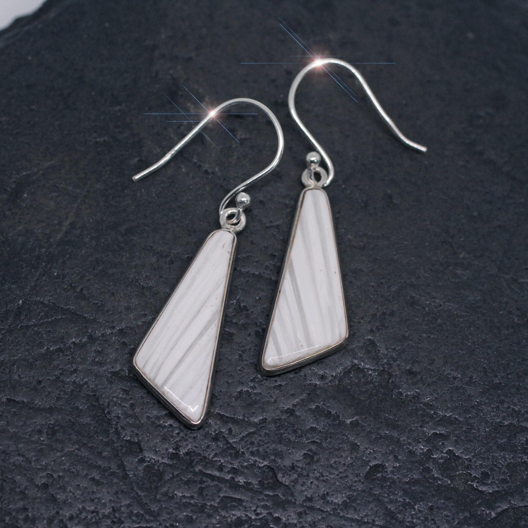 Vanilla Frost - Scolecite Gemstone Drop Sterling Silver Earrings Vanilla Frost - Scolecite Gemstone Drop Sterling Silver Earrings