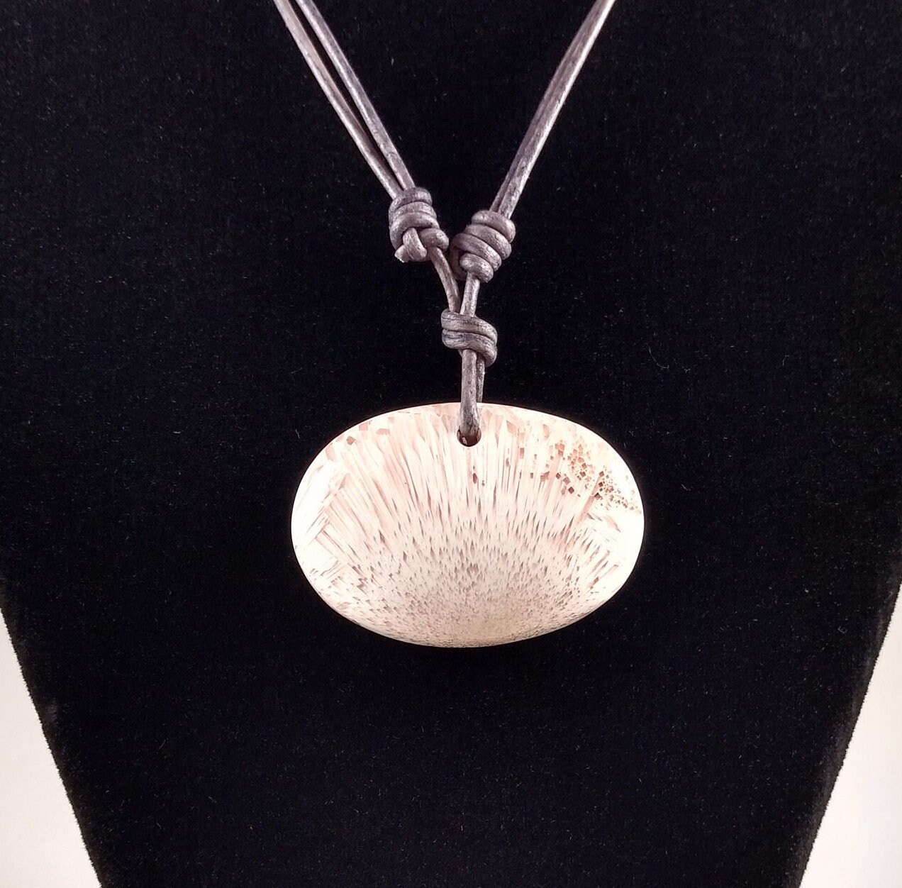 Scolecite Adjustable Leather Necklace Handmade By Chris Hay Scolecite Adjustable Leather Necklace Handmade By Chris Hay