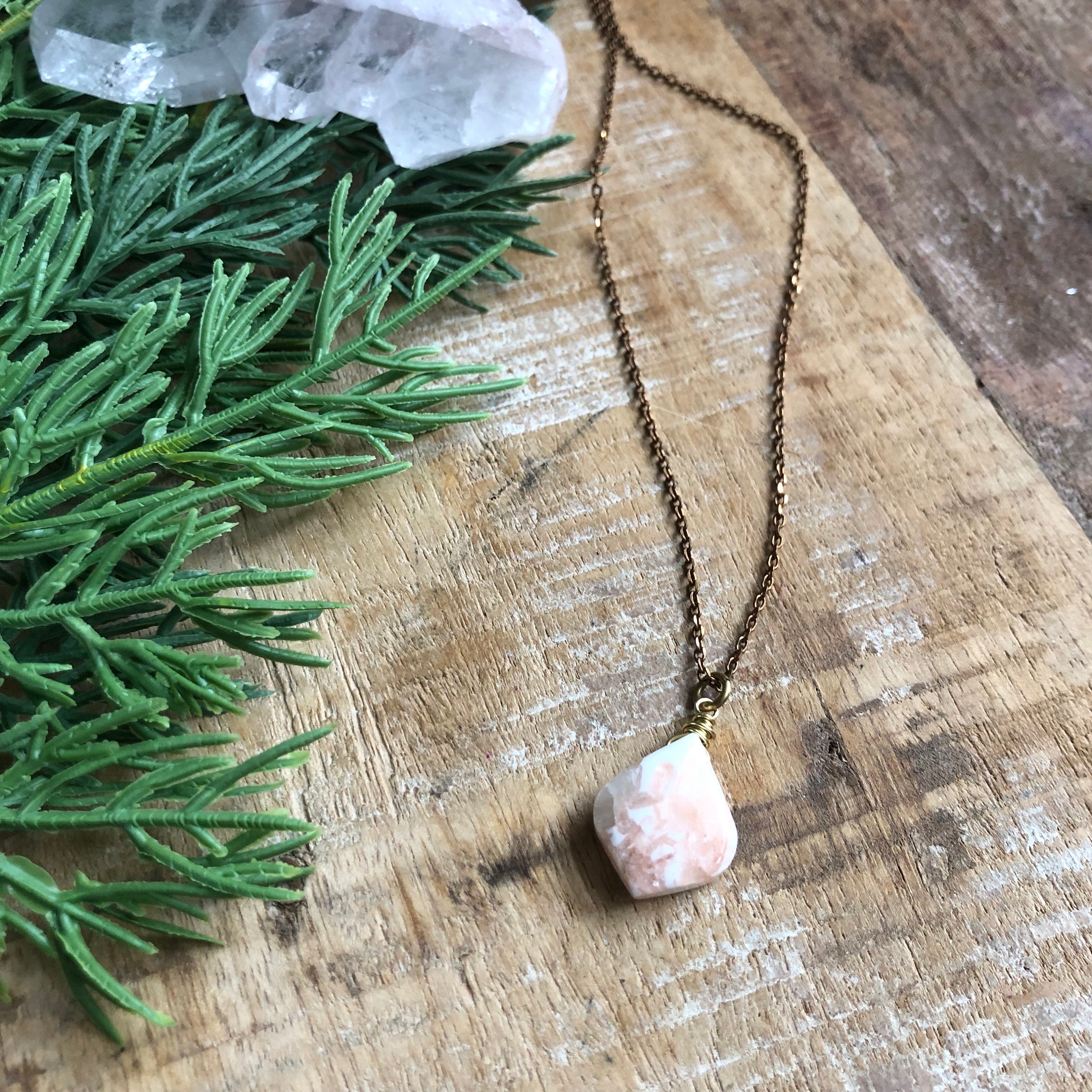 Scolecite And Brass Layering Necklace Scolecite And Brass Layering Necklace