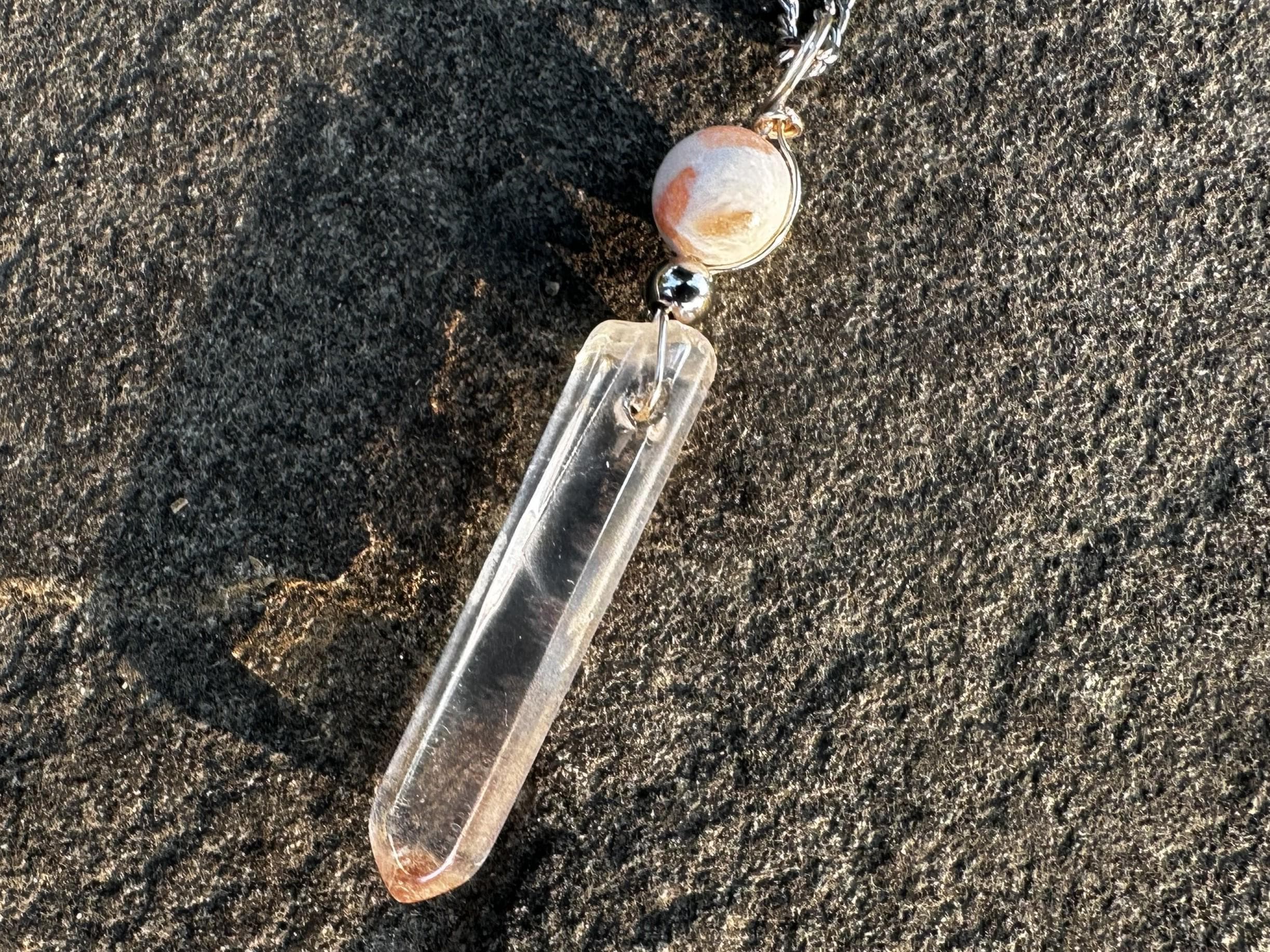 Angel Aura And Scolecite Healing Stone Protection And Joy Necklace With Positive Energy!