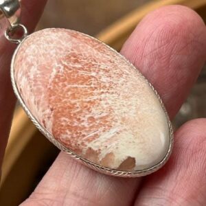 Sale, Beautiful Orange Scolecite Necklace, 925 Silver With Cord, Positive Energy
