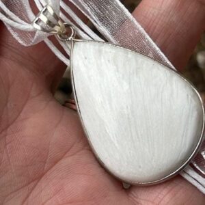 Sale, Very Beautiful Scolecite Necklace, 925 Silver With Cord, Positive Energy
