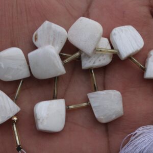 Scolecite Gemstone Smooth Briolette Beads | 10 Pieces Leaf-shaped | Size-15x18 Mm App I Jewelry Making (c177)