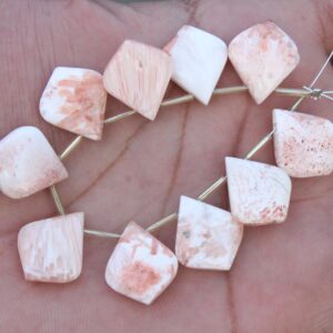 Natural Scolecite Gemstone Smooth Fancy Briolette's Beads | Leaf-shaped | Jewelry Making I 10 Pieces I Size 18--19 Mm App I Pink Gems [b06]