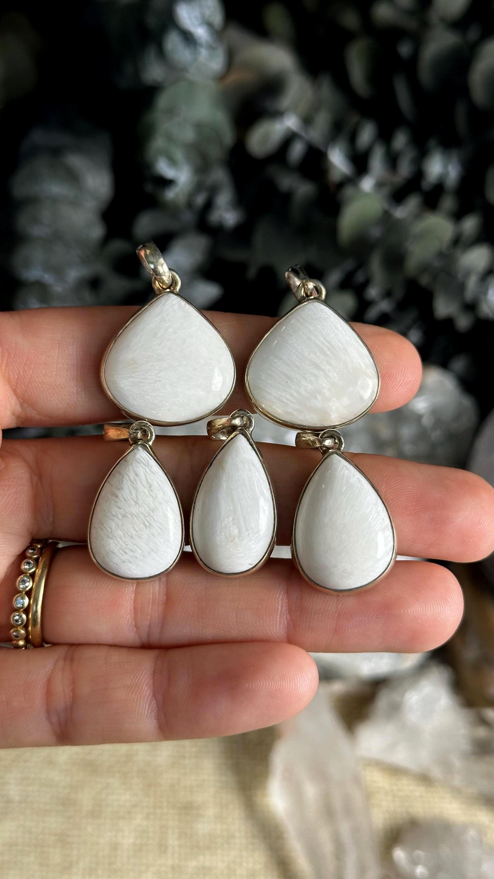 Scolecite .925 Sterling Silver  Pendant Necklace - Crystal Healing Jewelry