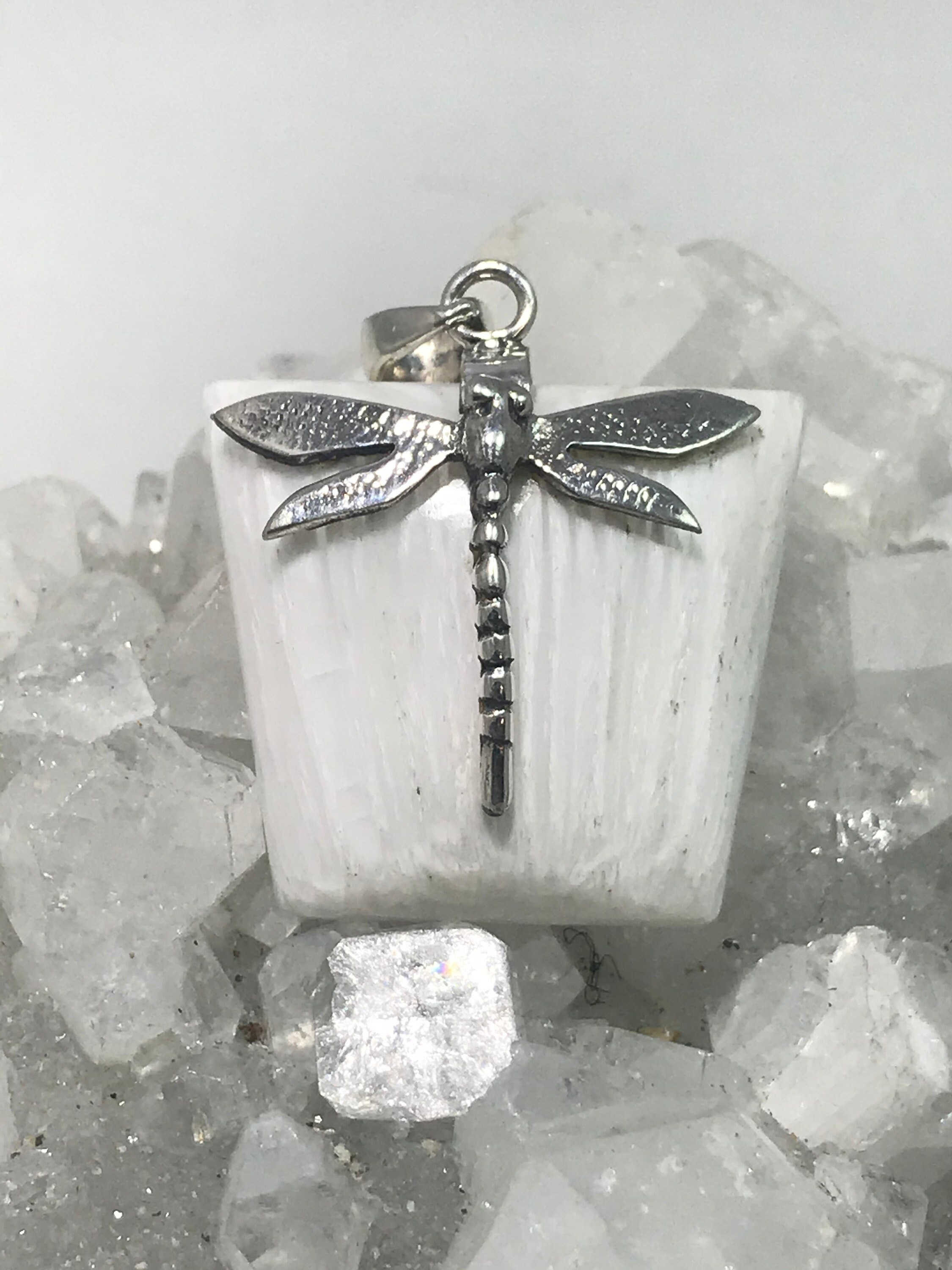 Beautiful Scolecite Dragonfly Pendant