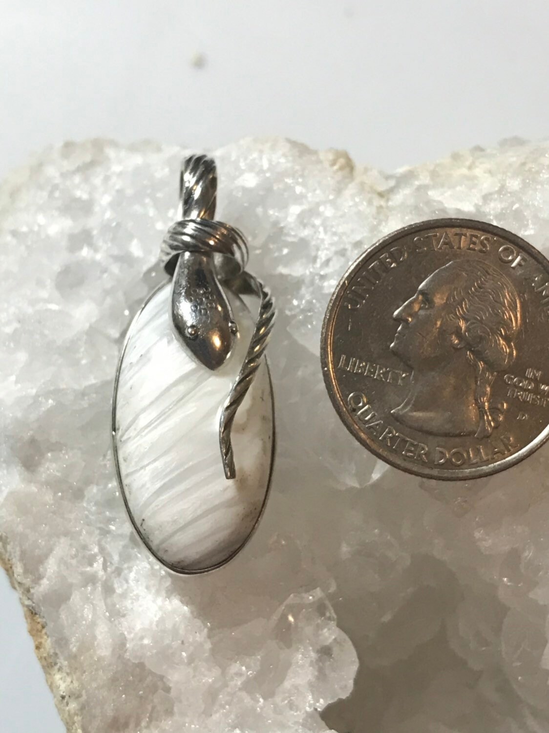 Beautiful Scolecite Snake Pendant