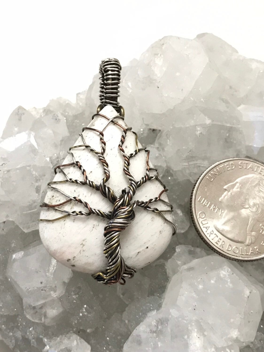 Beautiful Scolecite Tree Of Life Pendant