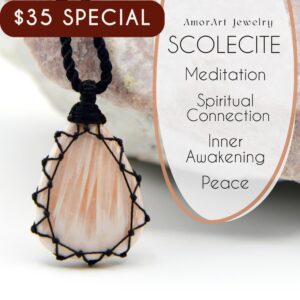 Scolecite Crystal Pendant, Peace & Emotional Healing Spiritual Necklace for Women, White Witch Jewelry, Best Friend Birthday Gifts for Her Scolecite Crystal Pendant, Peace & Emotional Healing Spiritual Necklace for Women, White Witch Jewelry, Best Friend Birthday Gifts for Her