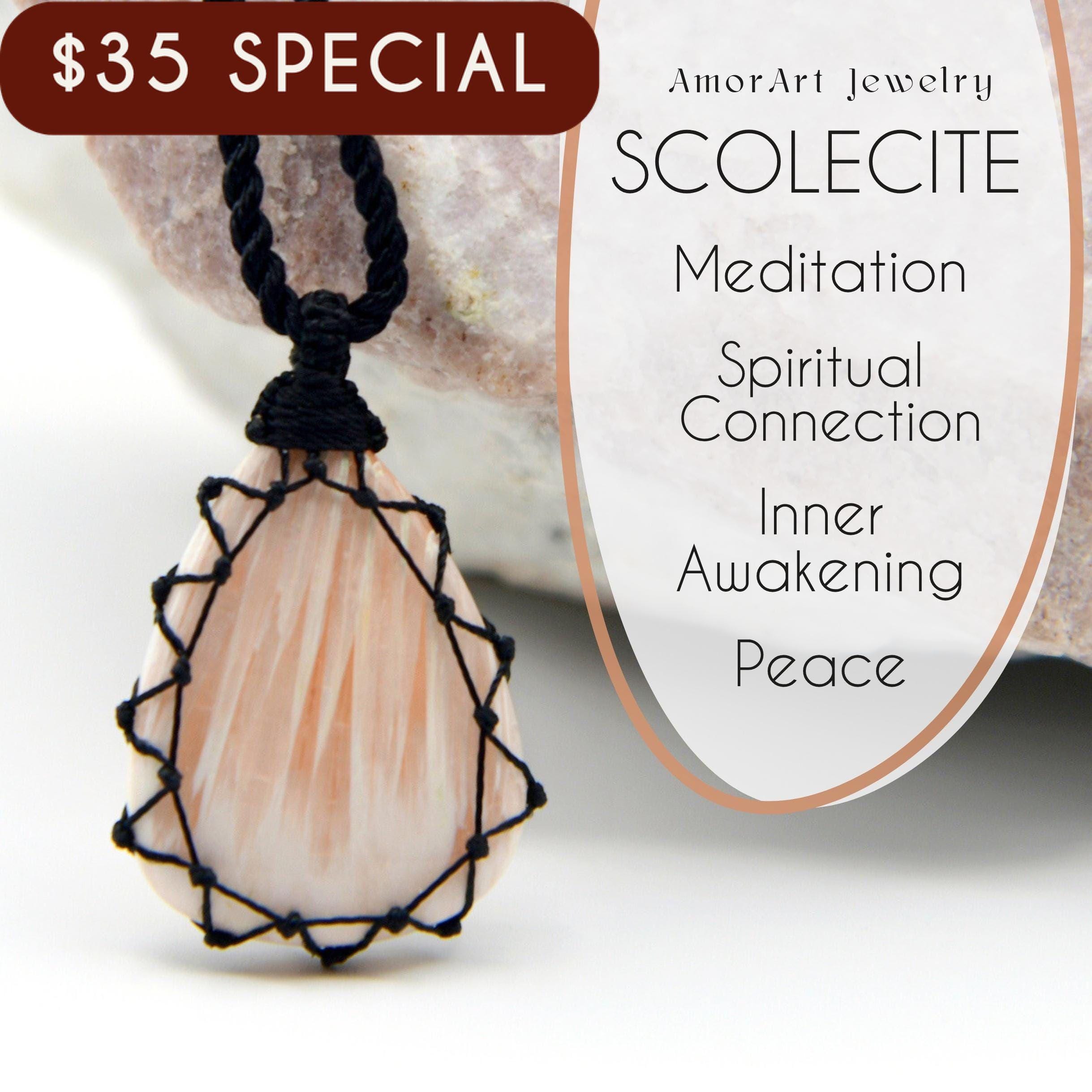 Scolecite Crystal Pendant, Peace & Emotional Healing Spiritual Necklace For Women, White Witch Jewelry, Best Friend Birthday Gifts For Her
