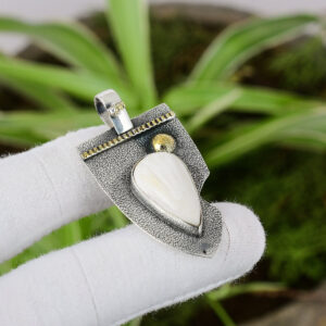 Handmade Scolecite Pendant: 925 Sterling Silver, 18k Gold Plated Handmade Scolecite Pendant: 925 Sterling Silver, 18k Gold Plated