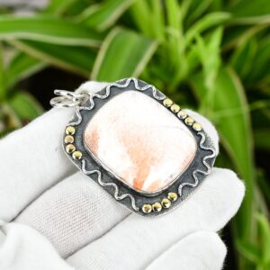 Handmade Scolecite Pendant: 925 Sterling Silver, 18k Gold Plated Handmade Scolecite Pendant: 925 Sterling Silver, 18k Gold Plated