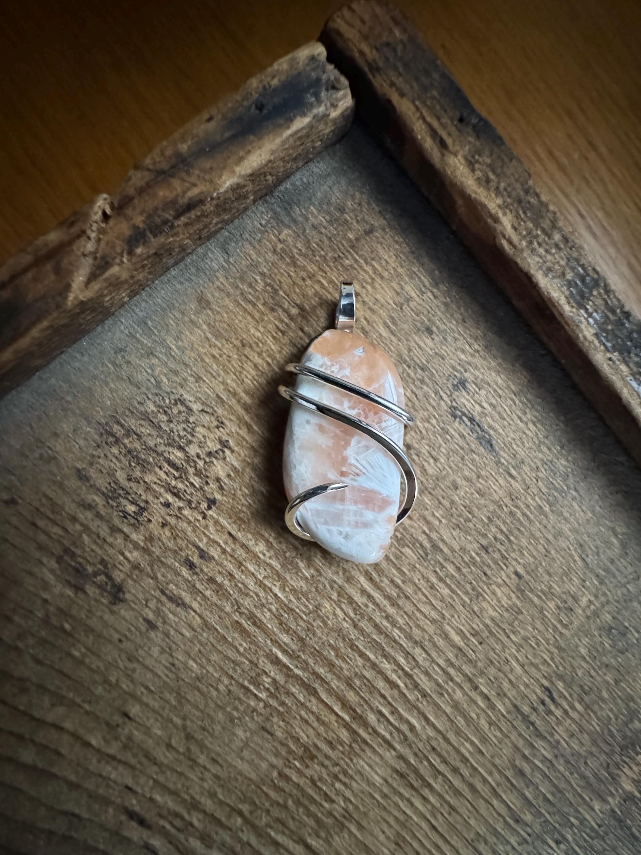 Scolecite In Forged Sterling Silver Pendant Scolecite In Forged Sterling Silver Pendant