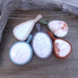 Large Scolecite Macrame Necklace, Teardrop White Stone Pendant, Gemstone Pendants, Handmade Jewelry Gift For Her, Mom, Wife, Sister