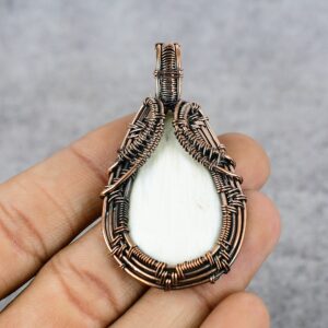 Natural Scolecite Pendant Pure Copper Wire Wrapped Scolecite Gemstone Pendant Handmade Jewelry Natural Crystal Jewelry Wedding Birthday Gift