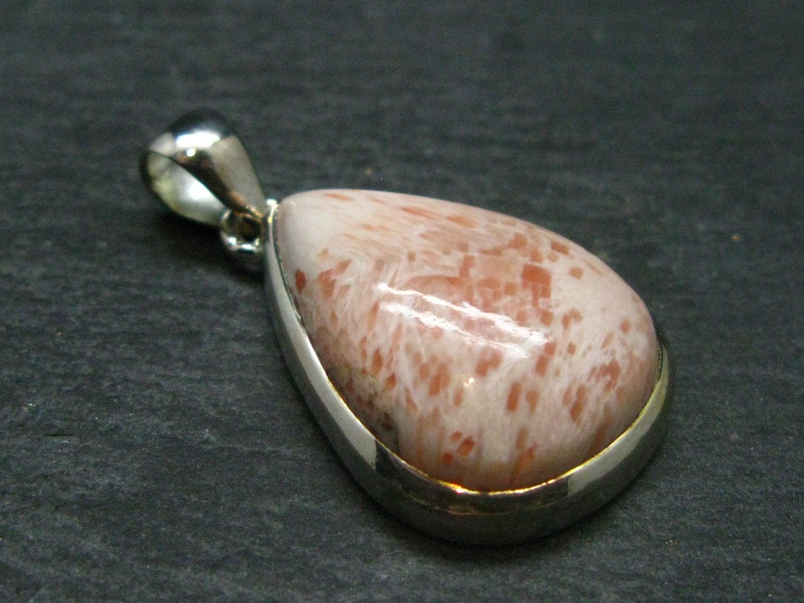 Pink Scolecite Sterling Silver Pendant From India - 1.5" Pink Scolecite Sterling Silver Pendant From India - 1.5"