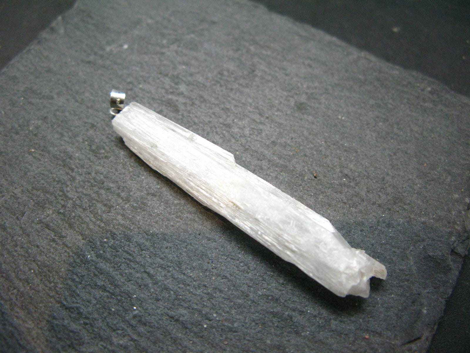 Scolecite Silver Pendant From India - 2.3" Scolecite Silver Pendant From India - 2.3"