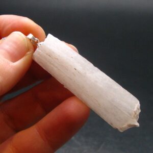 Scolecite Silver Pendant From India - 2.2"