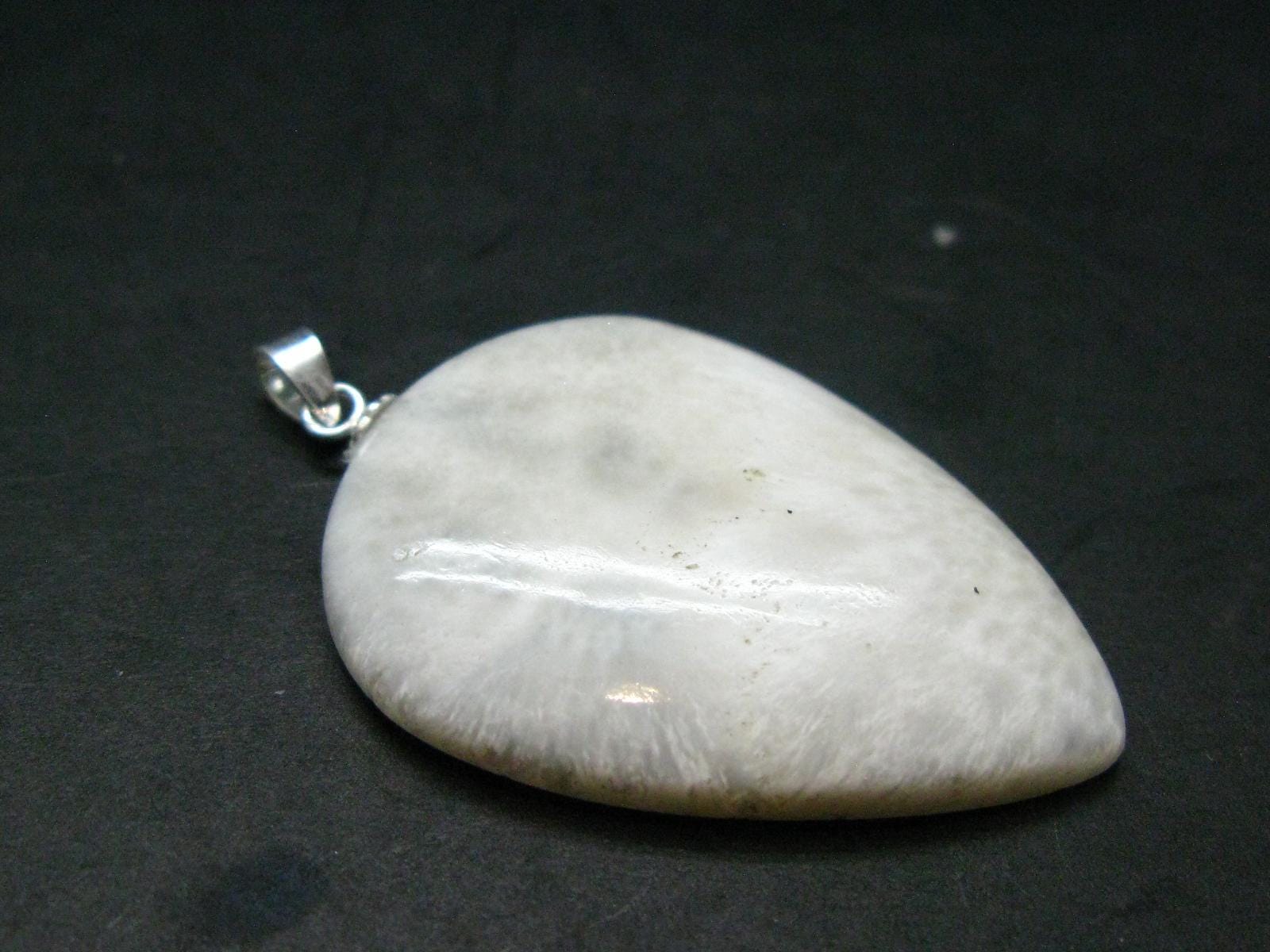 Scolecite Silver Pendant From India - 1.6"