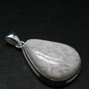 Scolecite Silver Plated Pendant From India - 1.6" - 6.87 Grams